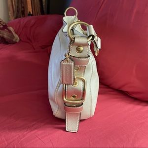 COACH like new handbag in cream and gold- 11.5x9x4 in